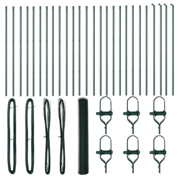 Hexagonálne oplotenie vidaXL Zelené 1.2x50 m Oceľ, Oplotenie vidaXL 13 ks Zelené Ø32 mm 170 cm Pozinkovaná oceľ – Obrázok 2