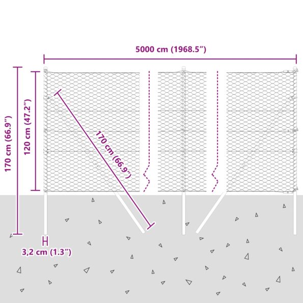 vidaXL Hexagonálny plot Zelený 1.2x50 m Oceľ – Obrázok 12