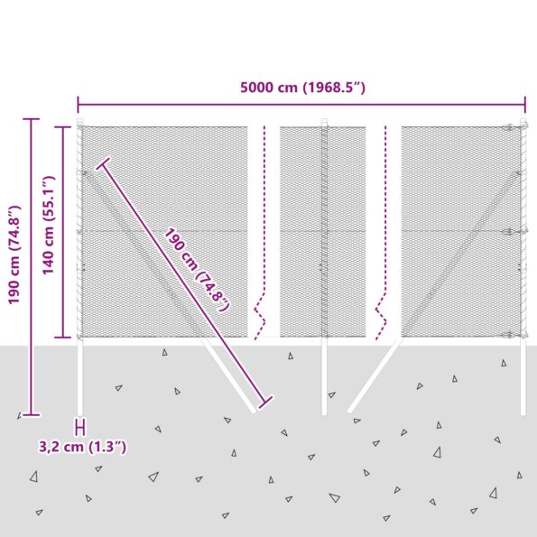 vidaXL Hexagonový plot Zelený 1.4x50 m Oceľ – Obrázok 12