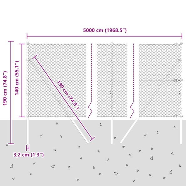vidaXL Hexagónový plot Zelený 1.4x50 m Oceľ – Obrázok 12