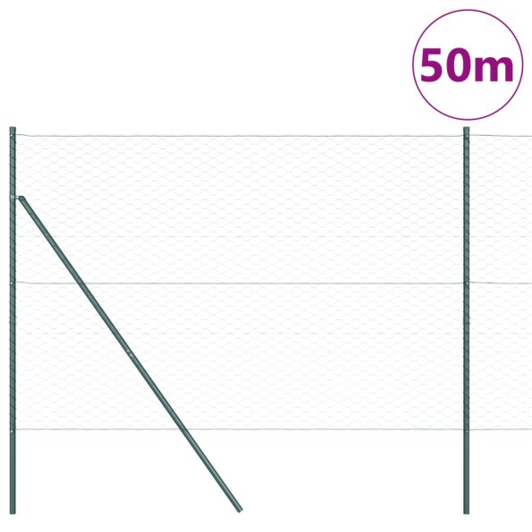 vidaXL Hexagonálne oplotenie Zelené 1,5x50 m Oceľ – Obrázok 3