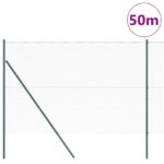 Hexagonový plot vidaXL Zelená 1.6x50 m Oceľ, Plotové stĺpiky vidaXL 13 ks Zelené Ø32 mm 210 cm Pozinkovaná oceľ – Obrázok 3