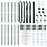Hexagonový plot vidaXL Zelená 1.6x50 m Oceľ, Plotové stĺpiky vidaXL 13 ks Zelené Ø32 mm 210 cm Pozinkovaná oceľ – Obrázok 4