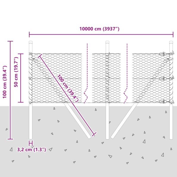vidaXL Hexagonový plot Zelený 0.5x100 m Oceľ – Obrázok 12