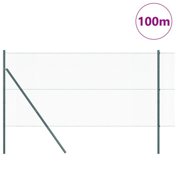Hexagónový plot vidaXL Zelený 1.2x100 m Oceľ, Plotové stĺpy vidaXL 13 ks Zelené Ø32 mm 170 cm Pozinkovaná oceľ – Obrázok 3