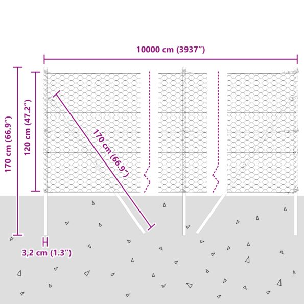 vidaXL Hexagonálna ohrada Zelená 1.2x100 m Oceľ – Obrázok 12