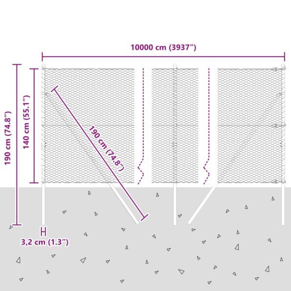 vidaXL hexagonálny plot Zelený 1.4x100 m Oceľ – Obrázok 12