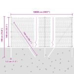 Hexagonálny plot vidaXL Zelený 1.4x100 m Oceľ, Plotové stĺpiky vidaXL 13 ks Zelené Ø32 mm 190 cm Pozinkovaná oceľ – Obrázok 12