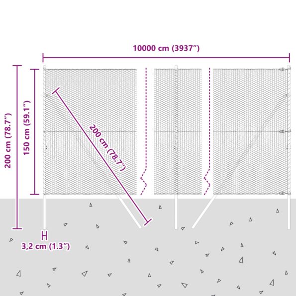 vidaXL Hexagonový plot zelený 1.5 x 100 m oceľový – Obrázok 12