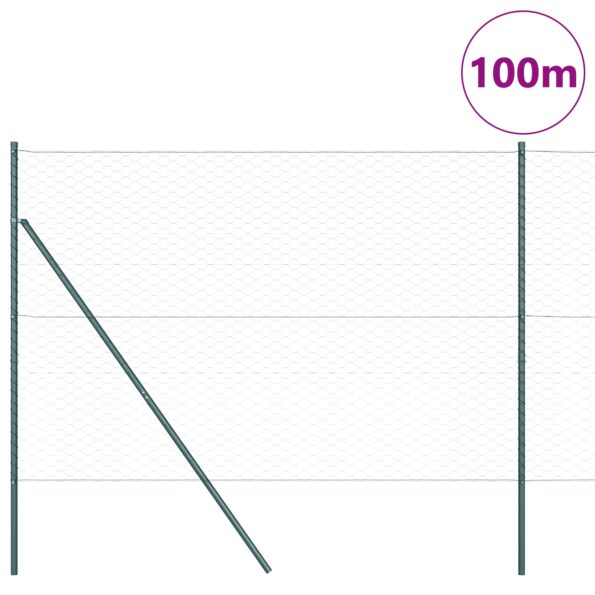 vidaXL Hexagonálny plot Zelený 1.6x100 m Oceľ – Obrázok 3