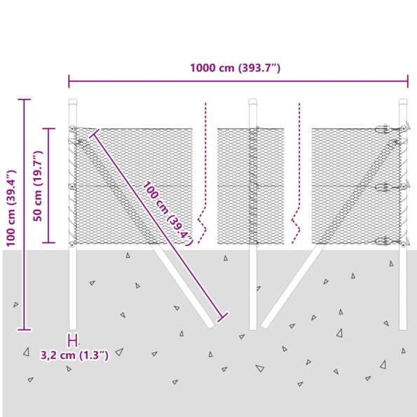 3352765_12.jpg vidaXL Hexagonálne oplotenie Sivé 0.5x10 m Oceľ – Obrázok 12