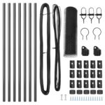 Hexagonálny plot vidaXL Sivý 0.8x10 m Oceľ, Stĺpiky plotu vidaXL 7 ks Sivé Ø32 mm 120 cm Pozinkovaná oceľ – Obrázok 4