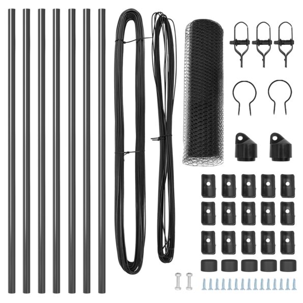 Hexagonálny plot vidaXL Sivý 0.8x10 m Oceľ, Stĺpiky plotu vidaXL 7 ks Sivé Ø32 mm 120 cm Pozinkovaná oceľ – Obrázok 4