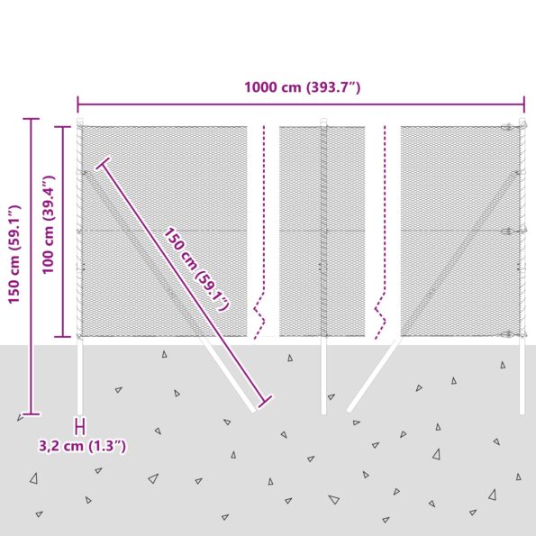 vidaXL Hexagonálny plot Sivý 1x10 m Oceľ – Obrázok 12