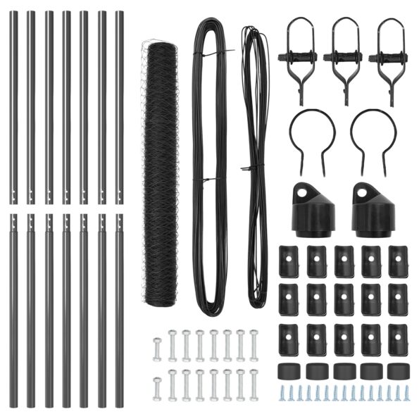 3352780_4.jpg Sivá hexagónová ohrada vidaXL 1 x 10 m z ocele, Sada oplotení vidaXL 7 ks Sivá Ø32 mm 150 cm s pozinkovanej ocele – Obrázok 4