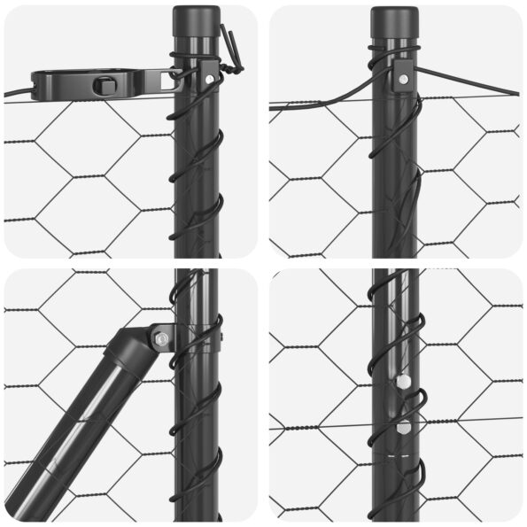 3352780_7.jpg Sivá hexagónová ohrada vidaXL 1 x 10 m z ocele, Sada oplotení vidaXL 7 ks Sivá Ø32 mm 150 cm s pozinkovanej ocele – Obrázok 7