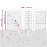 Hexagonový plot vidaXL Sivý 1.4x10 m Ocel, Plotové stĺpiky vidaXL 7 ks Sivé Ø32 mm 190 cm Pozinkovaná oceľ – Obrázok 12