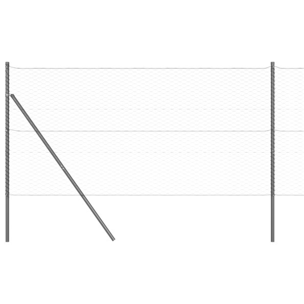 Hexagonový plot vidaXL Sivý 1.4x10 m Ocel, Plotové stĺpiky vidaXL 7 ks Sivé Ø32 mm 190 cm Pozinkovaná oceľ – Obrázok 6