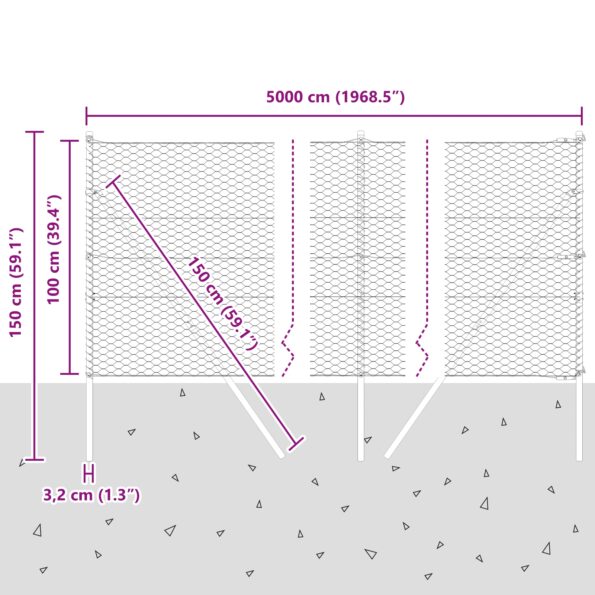 vidaXL hexagonálny plot 1x50 m pozinkovaná oceľ – Obrázok 12
