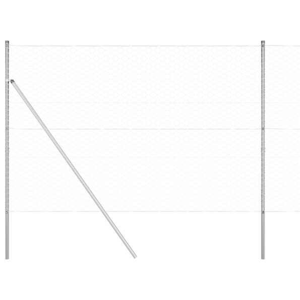 Hexagonálna ohrada vidaXL 1.6x50 m Pozinkovaná oceľ, Stĺpiky ohrady vidaXL 13 ks Ø32 mm 210 cm Pozinkovaná oceľ – Obrázok 6