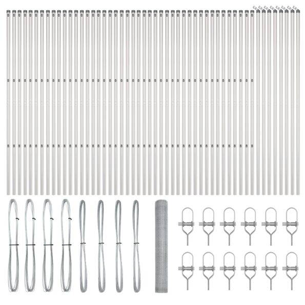 Hexagonálne oplotenie vidaXL 1,2 x 100 m, zinkovaná oceľ, Plotové stĺpiky vidaXL 13 ks Ø32 mm 170 cm zinkovaná oceľ – Obrázok 2