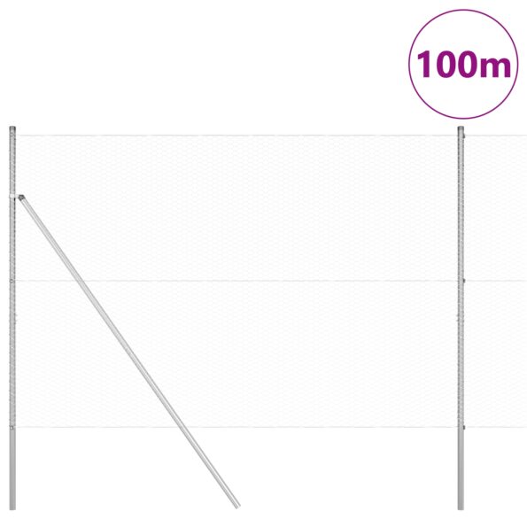 Hexagonálny plot vidaXL 1.6x100 m pozinkovaná oceľ, Plotové stĺpy vidaXL 13 ks Ø32 mm 210 cm pozinkovaná oceľ – Obrázok 3