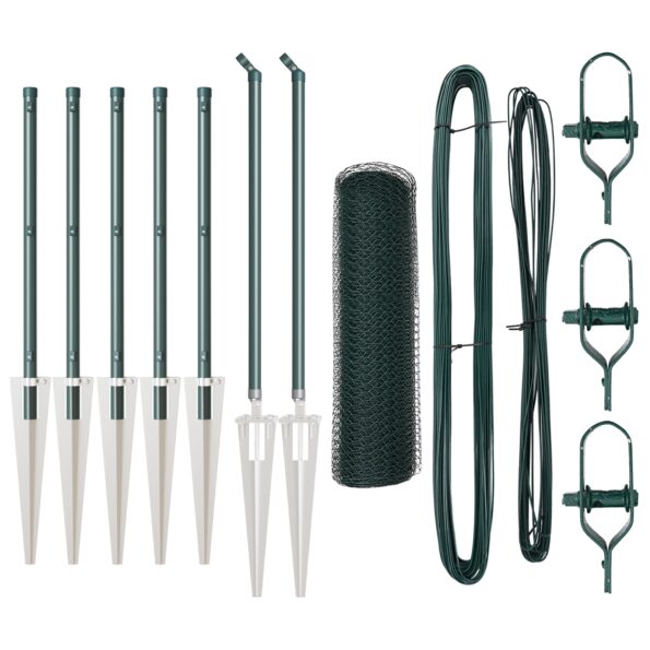 vidaXL šesťuholníkový plot Zelený 0,6x10 m Oceľový – Obrázok 2