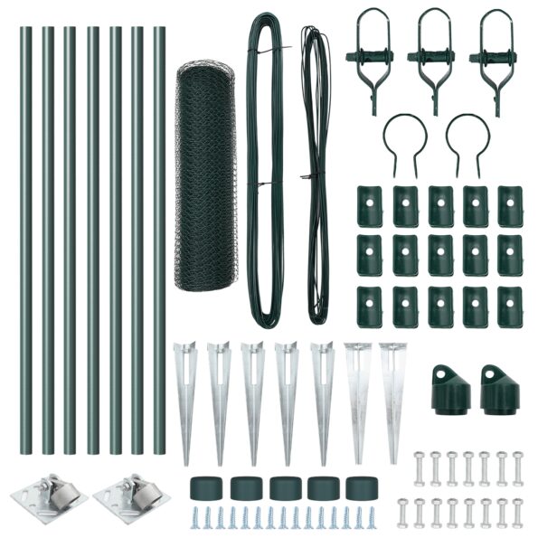 vidaXL šesťuholníkový plot Zelený 0,6x10 m Oceľový – Obrázok 4