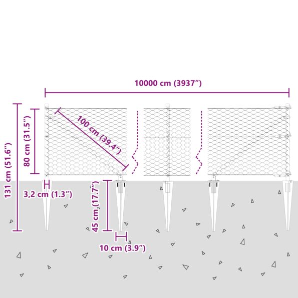 vidaXL Hexagonový plot zelený 0.8x100 m z ocele – Obrázok 13