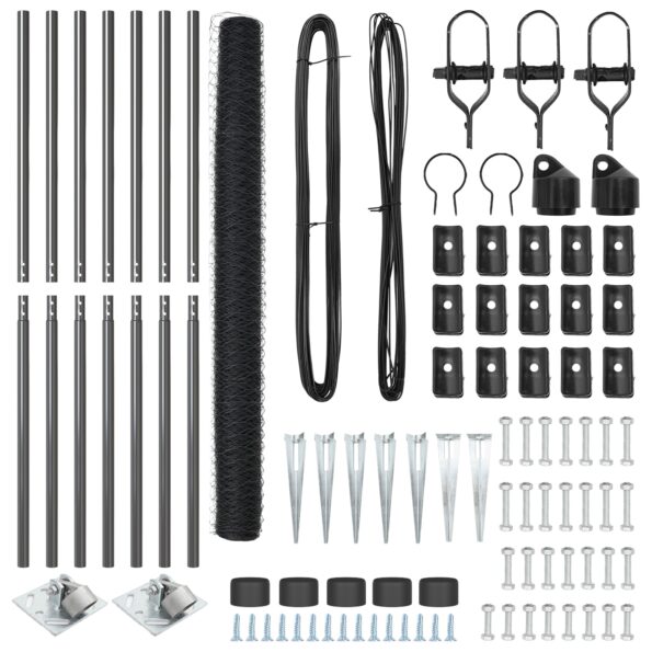 vidaXL Hexagónový plot sivý 1,5x10 m oceľ – Obrázok 4