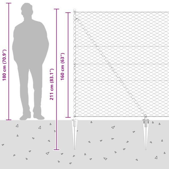 3353218_9.jpg vidaXL Hexagon Fence Sivá 1,6x10 m Oceľ – Obrázok 9