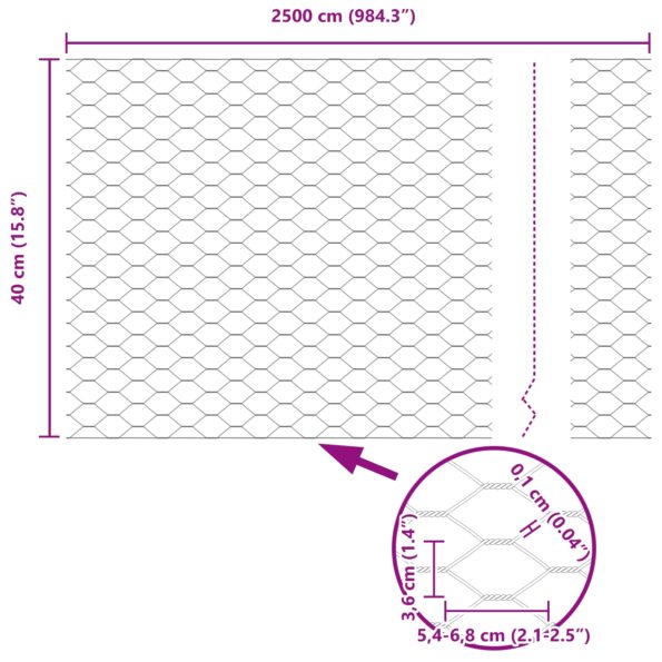 3353221_13.jpg vidaXL Hexagonálne oplotenie Sivé 0,4x25 m Oceľ – Obrázok 13