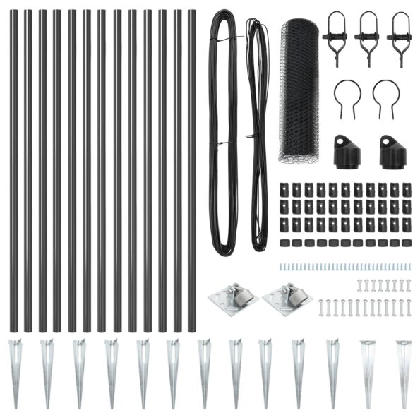 vidaXL Hexagónový plot Sivý 0.8x25 m Oceľ – Obrázok 3