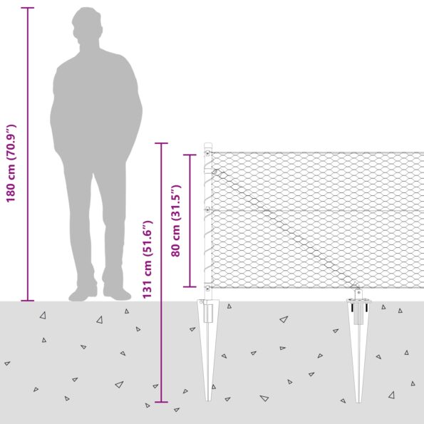 vidaXL Hexagónový plot Sivý 0.8x25 m Oceľ – Obrázok 9