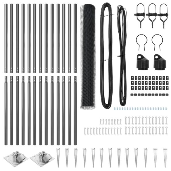 vidaXL súprava oplotenia Súprava 2 Sivá Kov, Plast 25 x 1,2 m Trvácny – Obrázok 4