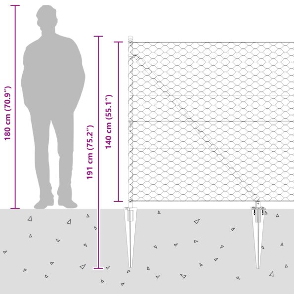 vidaXL Hexagonálne oplotenie Sivé 1.4x25 m Oceľ – Obrázok 13