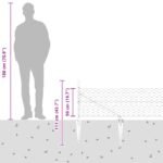 Hexagonálny plot vidaXL Sivý 0.5x50 m Oceľ, Plotové stĺpy vidaXL so špicatým koncom 13 ks Ø32 mm 80 cm Pozinkovaná oceľ – Obrázok 9