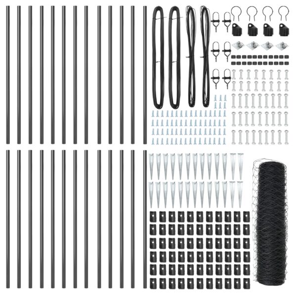 vidaXL Hexagonálne oplotenie Sivé 1x50 m Oceľ – Obrázok 3