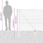 Hexagónové oplotenie vidaXL Sivá 1.2x50 m Oceľ, Oplotenie vidaXL s hrotmi 13 ks Ø32 mm 140 cm Pozinkovaná oceľ – Obrázok 12