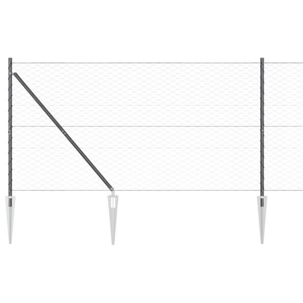 Hexagónové oplotenie vidaXL Sivá 1.2x50 m Oceľ, Oplotenie vidaXL s hrotmi 13 ks Ø32 mm 140 cm Pozinkovaná oceľ – Obrázok 5