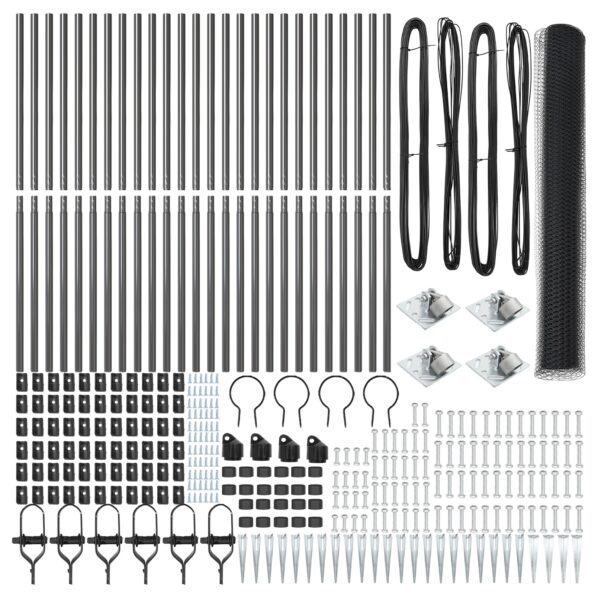 vidaXL hexagonový plot sivý 1,4x50 m oceľ – Obrázok 2