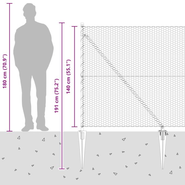 vidaXL Hexagónový plot sivý 1,4x50 m z ocele – Obrázok 11
