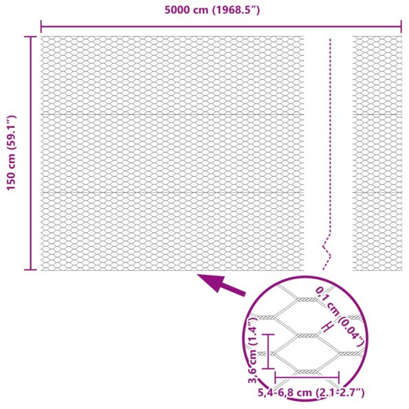 Sivý hexagónový plot vidaXL 1,5x50 m z ocele, Plotové stĺpy vidaXL so špicom 13 ks Ø32 mm 170 cm z pozinkovanej ocele – Obrázok 10