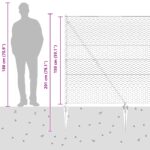 Sivý hexagónový plot vidaXL 1,5x50 m z ocele, Plotové stĺpy vidaXL so špicom 13 ks Ø32 mm 170 cm z pozinkovanej ocele – Obrázok 11
