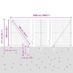 Hexagonálny plot vidaXL Sivý 1.6x50 m Oceľ, Plotové stĺpy vidaXL s hrotom 13 ks Ø32 mm 180 cm galvanizovaná oceľ – Obrázok 9