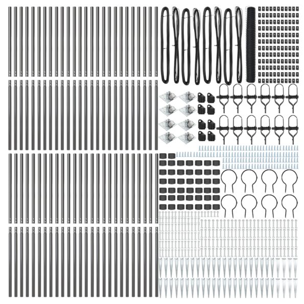 Hexagonový plot vidaXL Sivý 1.2x100 m Ocel, Plotové stĺpy vidaXL so špikutami 13 ks Ø32 mm 140 cm Pozinkovaná oceľ – Obrázok 4