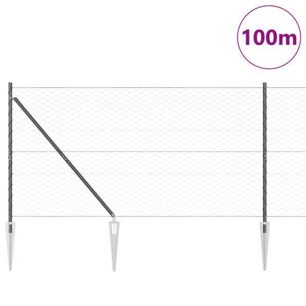 3353314_3.jpg vidaXL Hexagonálne oplotenie Sivá 1.2x100 m Oceľ – Obrázok 3