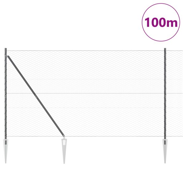 vidaXL Hexagonový plot Sivý 1,6x100 m Oceľ – Obrázok 3