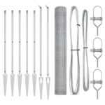 vidaXL Hexagonová ohrada 1.2x10 m Pozinkovaná oceľ, VidaXL plotové stĺpy s hrotom 7 ks Ø32 mm 140 cm Pozinkovaná oceľ – Obrázok 2