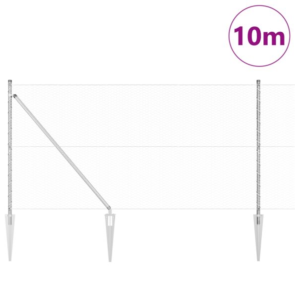 vidaXL Hexagonová ohrada 1.2x10 m Pozinkovaná oceľ, VidaXL plotové stĺpy s hrotom 7 ks Ø32 mm 140 cm Pozinkovaná oceľ – Obrázok 3